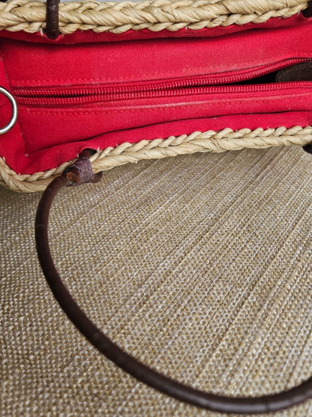Sonoma Straw Handbag Red White Blue Stars Woven Patriotic Crossbody Purse - Picture 5 of 15